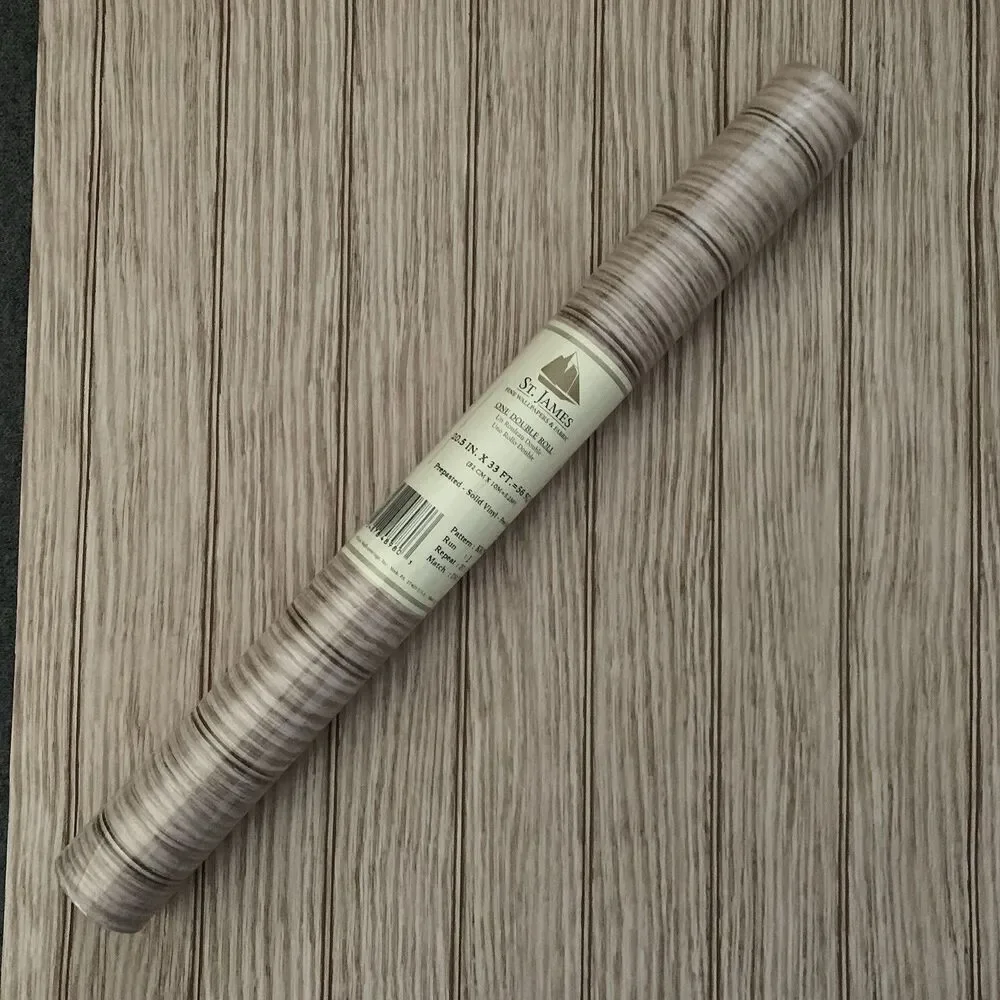 Bead Board Look Stripes Wallpaper St. James Prepasted Vinyl 56 Sq Ft